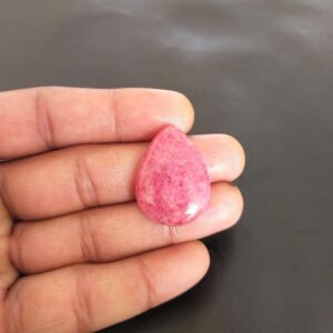 Pear Rhodonite Cabochon: 41.5 Carat Gemstone Pendant (30x22x6 MM