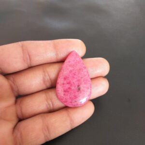 Pear Rhodonite Cabochon: 60.2 Carat Gemstone, 42x26x5 MM