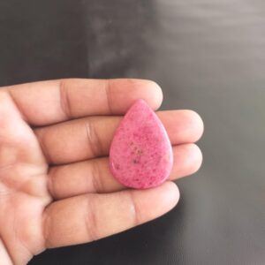 Pear Rhodonite Stone Cabochon: 57 Carat Gemstone, 39x28x4 MM