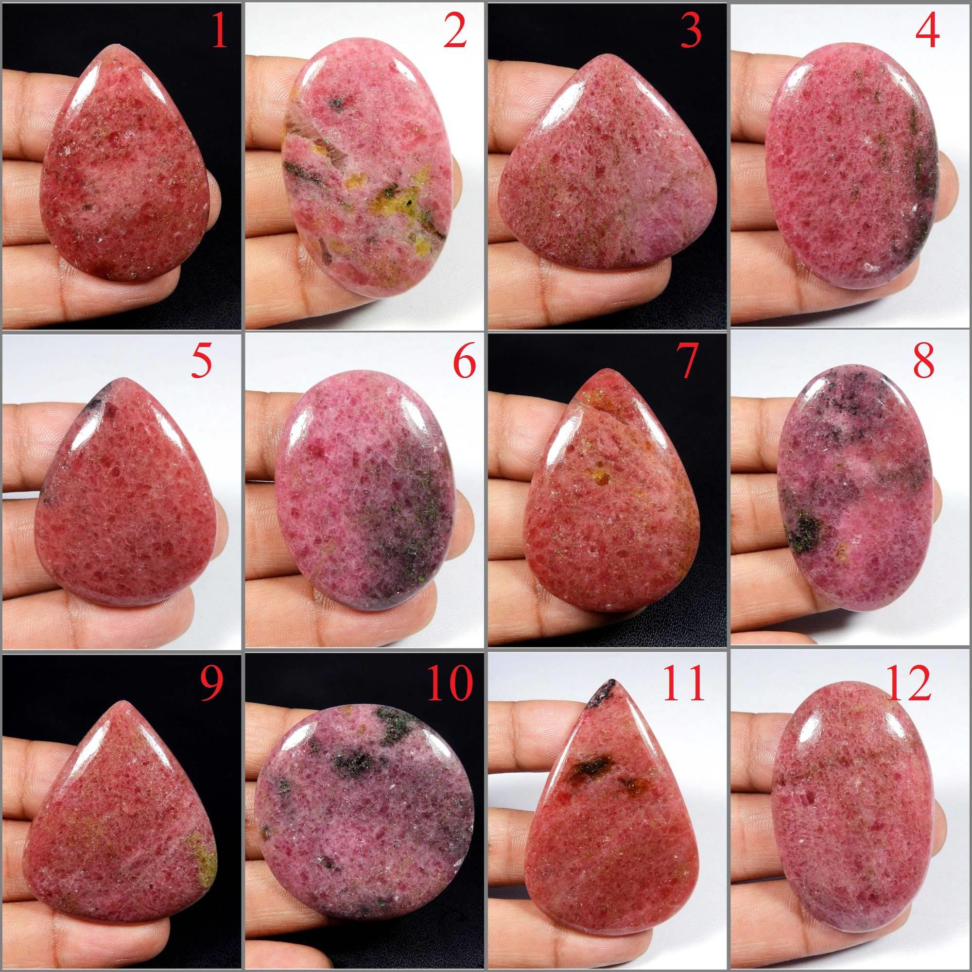 Pink Rhodonite Cabochon. Awesome~ Rhodonite Gemstone. Natural Rhodonite Crystal Cabochon. Mix Shape Healing Rhodonite For Pendant. Rdm-