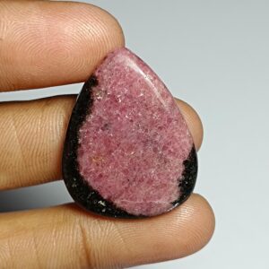 Rhodonite Cabochon: Pink Gemstone For Jewelry Making (40 Cts, 31 X 24 Mm)