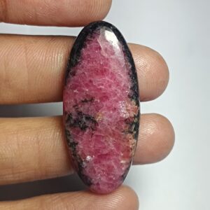 Rhodonite Cabochon: Pink Gemstone For Jewelry Making (40 Cts, 39 X 17 Mm)