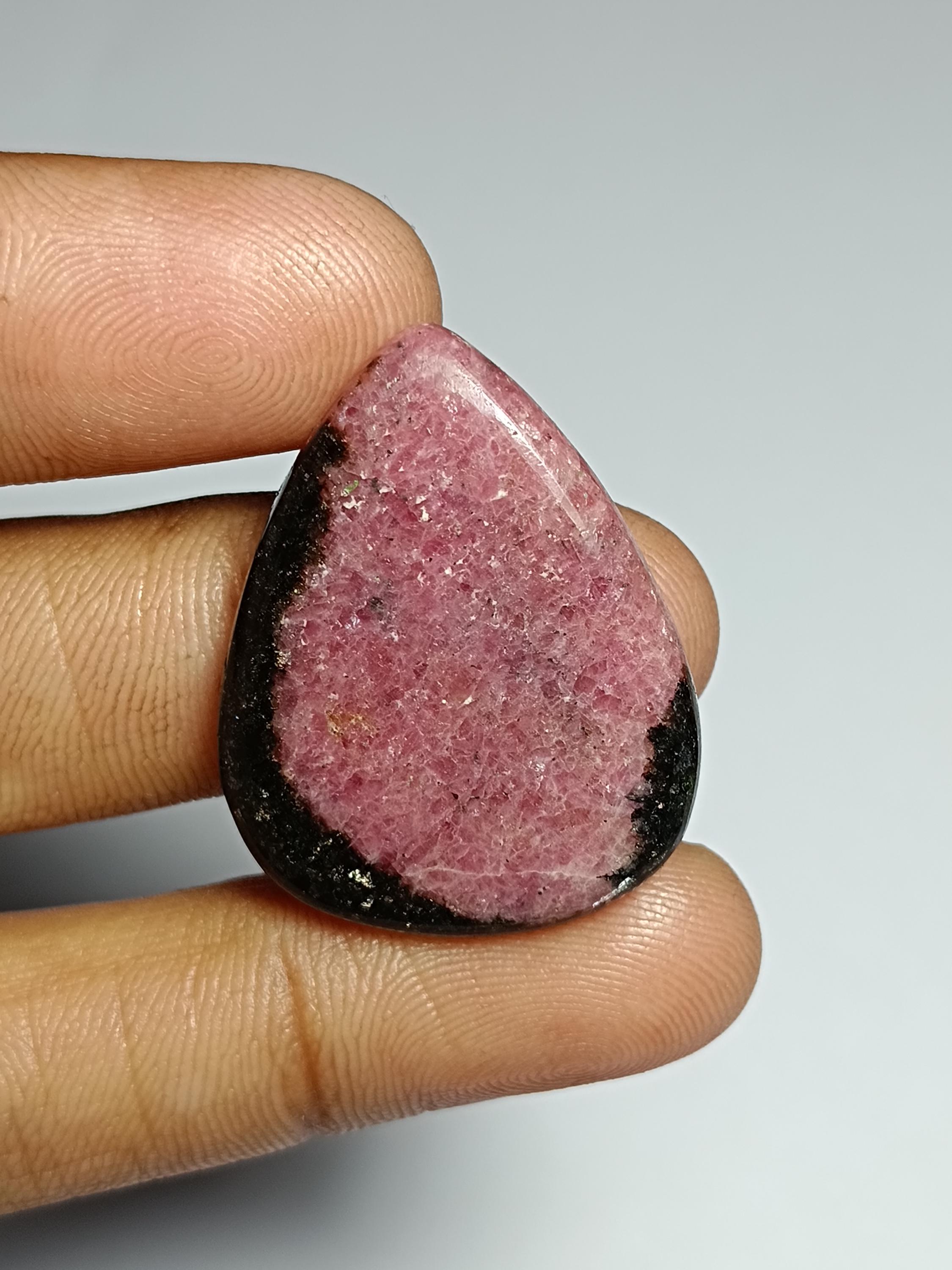 Rhodonite Cabochon: Pink Gemstone For Jewelry Making (40 Cts, 31 X 24 Mm)