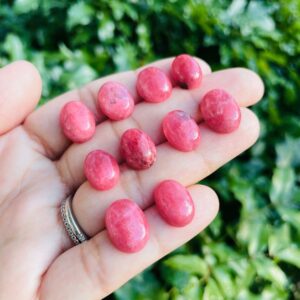 Pink Rhodonite Cabochon: Polished Gemstone For Jewelry (12-15mm)