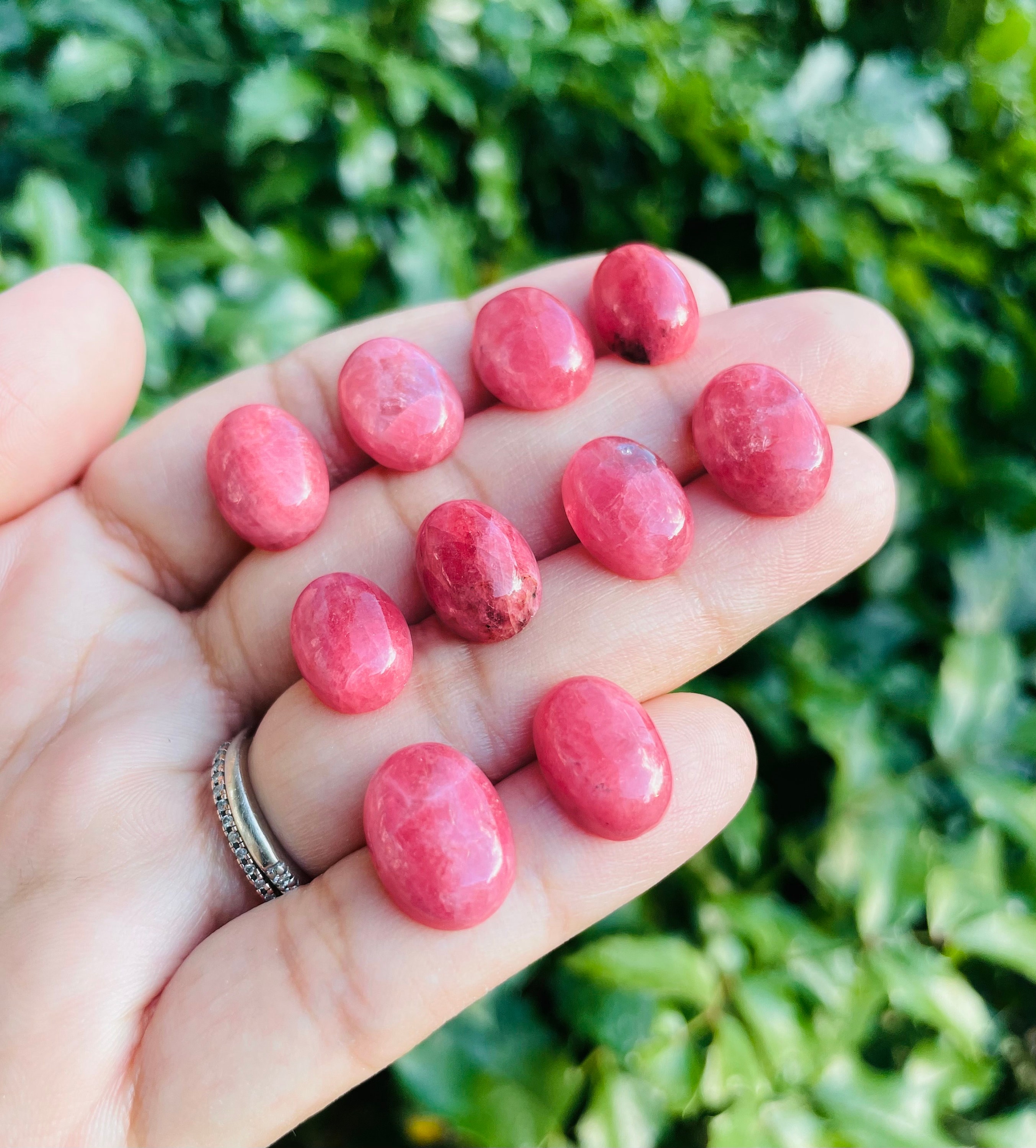 Pink Rhodonite Cabochon: Polished Gemstone For Jewelry (12-15mm)