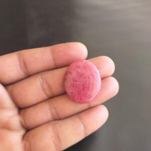 Polished Rhodonite Gemstone : 46 Carat Cabochon For Jewelry, Oval Shape, 29x24x5 MM