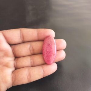 Rhodonite Stone Cabochon: 53 Carat Gemstone, 39x18x5 MM