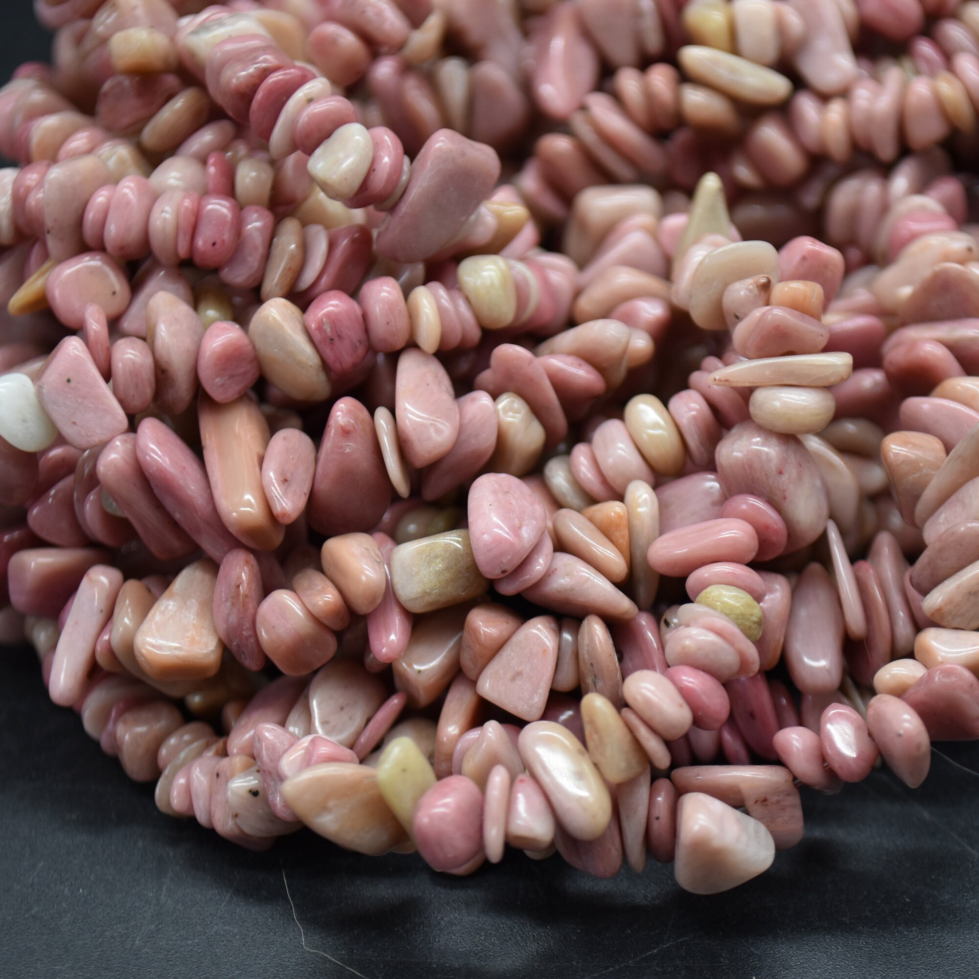 Chinese Rhodonite Gemstone Chips Nuggets Beads - 5mm - 8mm, 32" Strand