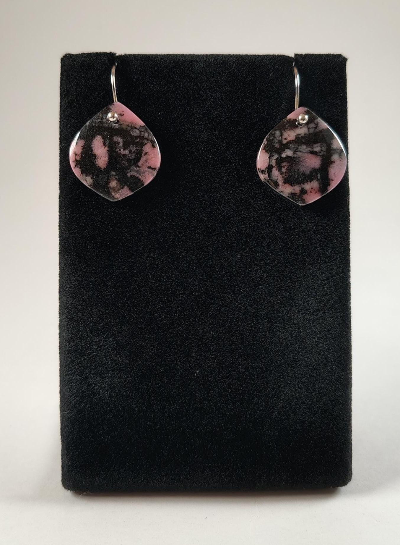 Rhodonite And Sterling Silver Earrings Handmade By Chris Hay