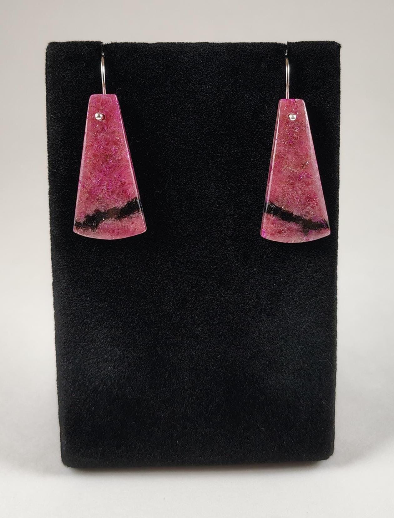 Rhodonite And Sterling Silver Earrings Handmade By Chris Hay