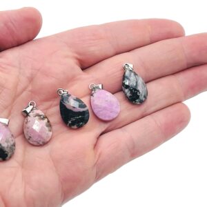 Rhodonite Crystal Pendant - Rhodonite Crystal Earring – Bracelet Crystal Accessory - Jewelry Making Supplies - 2cm - NC1104