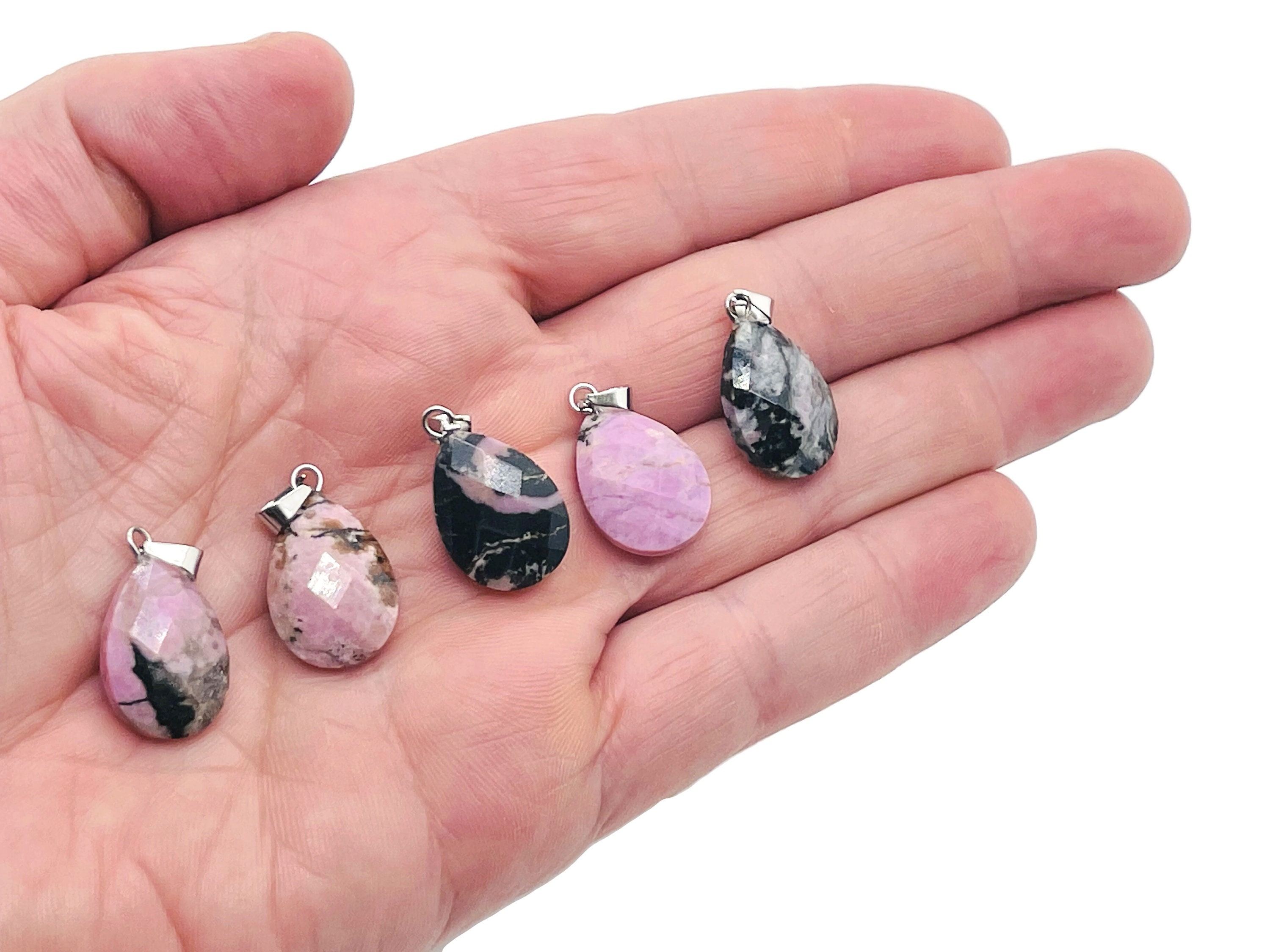 Rhodonite Crystal Pendant - Rhodonite Crystal Earring – Bracelet Crystal Accessory - Jewelry Making Supplies - 2cm - Nc1104
