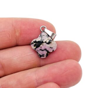 Rhodonite Four-Leaf Clover Crystal Pendants - Gemstone Charm For Necklace & Earring Making - DIY Jewelry Making Supplies - NC1325 Rhodonite Four-Leaf Clover Crystal Pendants - Gemstone Charm For Necklace & Earring Making - DIY Jewelry Making Supplies - NC1325