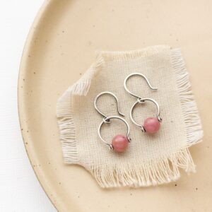 Rhodonite La Cloche Earrings, Dainty Feminine Earrings, Pink Gemstone Earrings, Rustic Small Earrings, Lightweight Earrings, Gifts For Her Rhodonite La Cloche Earrings, Dainty Feminine Earrings, Pink Gemstone Earrings, Rustic Small Earrings, Lightweight Earrings, Gifts For Her