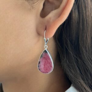 Rhodonite Leverback Earring / 925 Sterling Silver / Healing Gemstone / Gift For Her / Natural Rhodonite Jewelry / Statement Earring Rdn-e-5. Rhodonite Leverback Earring / 925 Sterling Silver / Healing Gemstone / Gift For Her / Natural Rhodonite Jewelry / Statement Earring Rdn-e-5.