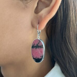 Rhodonite Leverback Earring / 925 Sterling Silver / Healing Gemstone / Gift For Her / Natural Rhodonite Jewelry / Statement Earring Rdn-e-29. Rhodonite Leverback Earring / 925 Sterling Silver / Healing Gemstone / Gift For Her / Natural Rhodonite Jewelry / Statement Earring Rdn-e-29.