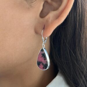 Rhodonite Leverback Earring / 925 Sterling Silver / Healing Gemstone / Gift For Her / Natural Rhodonite Jewelry / Statement Earring Rdn-e-12. Rhodonite Leverback Earring / 925 Sterling Silver / Healing Gemstone / Gift For Her / Natural Rhodonite Jewelry / Statement Earring Rdn-e-12.