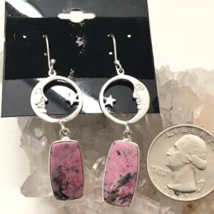 Rhodonite Moon Earrings Rhodonite Moon Earrings