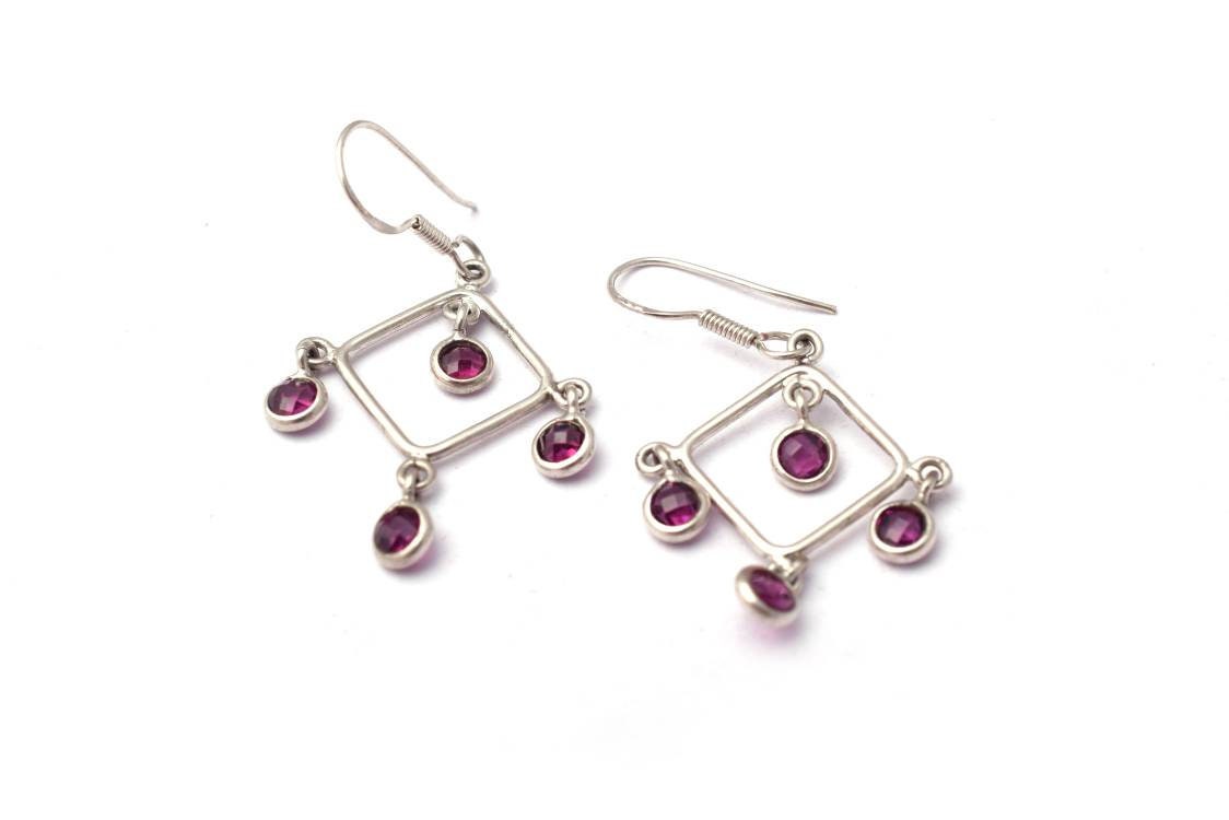 Natural Rhodonite Earrings 925 Sterling Silver | Designer Wire Wrap Earrings | Dainty Artisan Pink Gemstone Jewelry Gift For Her