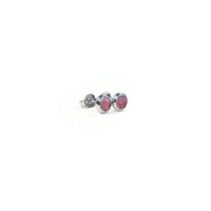 Pink Rhodonite 4mm Crushed Stone Hypoallergenic Stainless Steel Stud Earrings Pink Rhodonite 4mm Crushed Stone Hypoallergenic Stainless Steel Stud Earrings