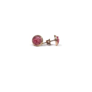 Pink Rhodonite 6mm Crushed Stone Rose Gold Plated Stud Earrings Pink Rhodonite 6mm Crushed Stone Rose Gold Plated Stud Earrings