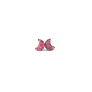 Pink Rhodonite Crescent Moon Earrings Crushed Stone Hypoallergenic Stainless Steel Studs Pink Rhodonite Crescent Moon Earrings Crushed Stone Hypoallergenic Stainless Steel Studs
