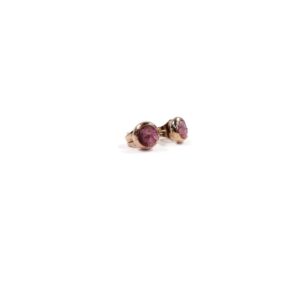 Pink Rhodonite Crushed Stone 4mm Rose Gold Plated Stud Earrings Pink Rhodonite Crushed Stone 4mm Rose Gold Plated Stud Earrings