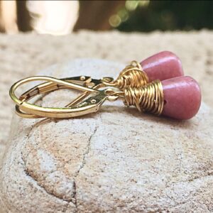 Pink Rhodonite Dangle Earrings: 14k Gold Filled, Rose Gold, Or Silver