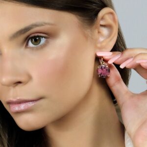 Pink Rhodonite Dangle Earrings · Gold Statement Earrings · 14k Solid Gold Gemstone Earrings · Semiprecious Cut Earrings Pink Rhodonite Dangle Earrings · Gold Statement Earrings · 14k Solid Gold Gemstone Earrings · Semiprecious Cut Earrings