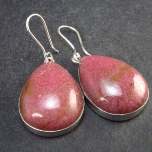 Pink Rhodonite Silver Drop Earrings From Brazil - 14.3 Grams Pink Rhodonite Silver Drop Earrings From Brazil - 14.3 Grams