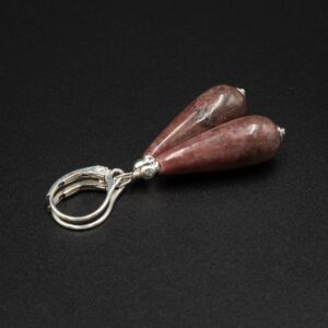 Pink Rhodonite Pink Sterling Silver Gemstone Handmade Teardrop Earrings