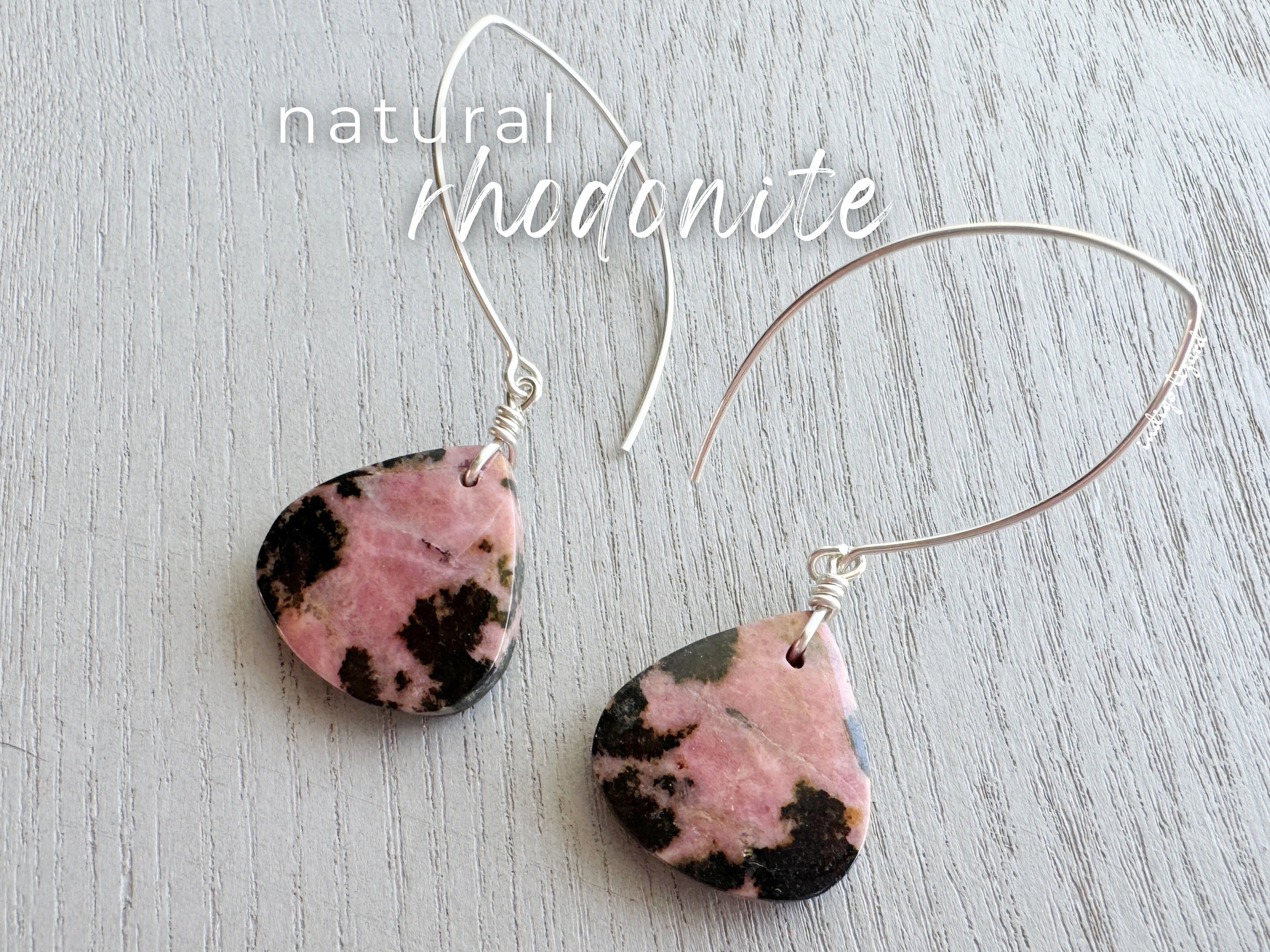 Raw Rhodonite Earrings, Pink Stone Earrings, Rhodonite Gemstone Jewelry, Statement Crystal Dangle Earrings Sterling Silver Exact Pair