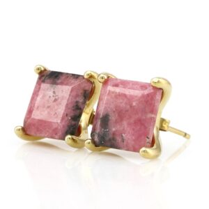 Square Stud Earrings · Classic Clean Rhodonite Stud Gold Earrings · Gold Vermeil Prong Earrings · Pink Rhodonite Earrings 18k Square Stud Earrings · Classic Clean Rhodonite Stud Gold Earrings · Gold Vermeil Prong Earrings · Pink Rhodonite Earrings 18k
