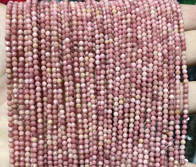 2mm-4mm Natural Aaa Faceted Rhodonite Beads, Faceted Rhodonite Earrings Making Diy Beads,one Strand 15"
