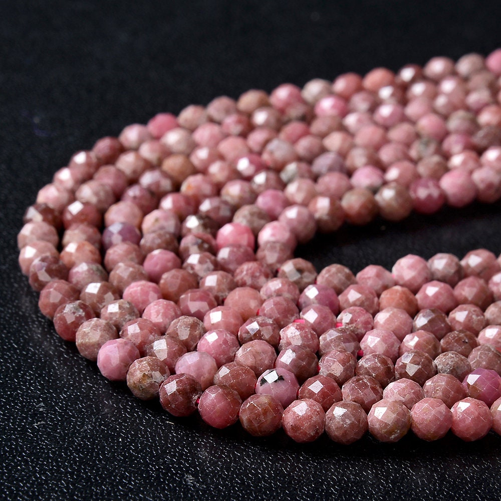 4mm Natural Rhodonite Gemstone Grade Aa Micro Faceted Round Loose Beads 15 Inch Full Strand (80009427-p32)