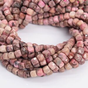 4MM Pink Rhodonite Beads Faceted Cube Grade AAA Genuine Natural Gemstone Loose Beads 15"/7.5" Bulk Lot Options (111738) 4MM Pink Rhodonite Beads Faceted Cube Grade AAA Genuine Natural Gemstone Loose Beads 15"/7.5" Bulk Lot Options (111738)