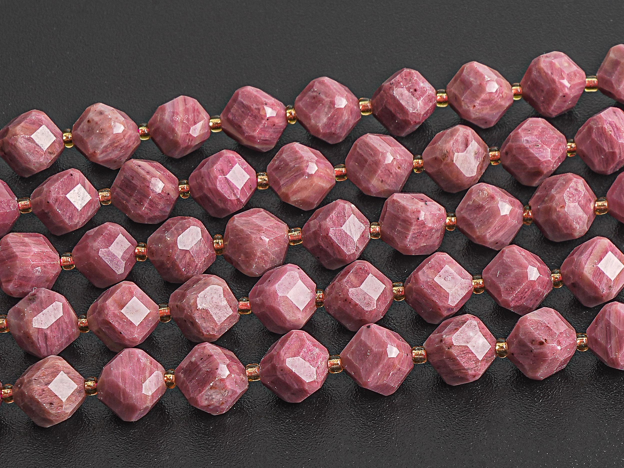 6x8mm Strawberry Pink Rhodonite Beads Grade Aa Genuine Natural Gemstone Faceted Cube Loose Beads 15"/7.5" Bulk Lot Options