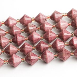 8MM Pink Rhodonite Beads Grade AA Genuine Natural Gemstone Bicone Faceted Loose Beads 15"/7.5" Bulk Lot Options(126704) 8MM Pink Rhodonite Beads Grade AA Genuine Natural Gemstone Bicone Faceted Loose Beads 15"/7.5" Bulk Lot Options(126704)