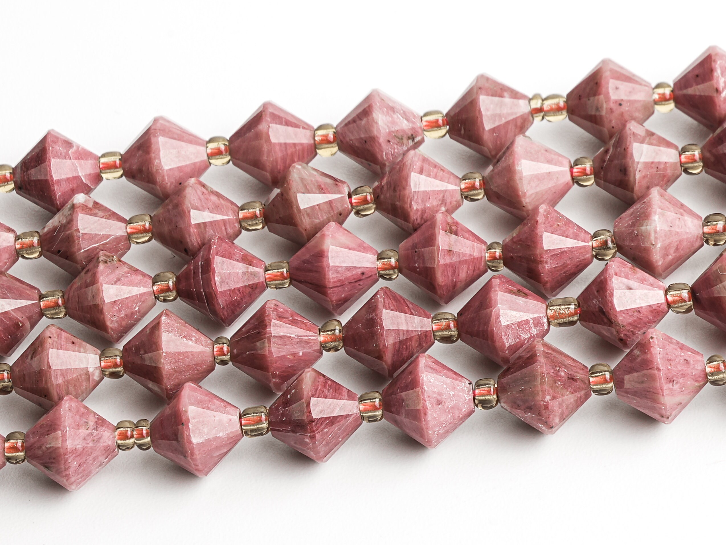 8mm Pink Rhodonite Beads Grade Aa Genuine Natural Gemstone Bicone Faceted Loose Beads 15"/7.5" Bulk Lot Options(126704)