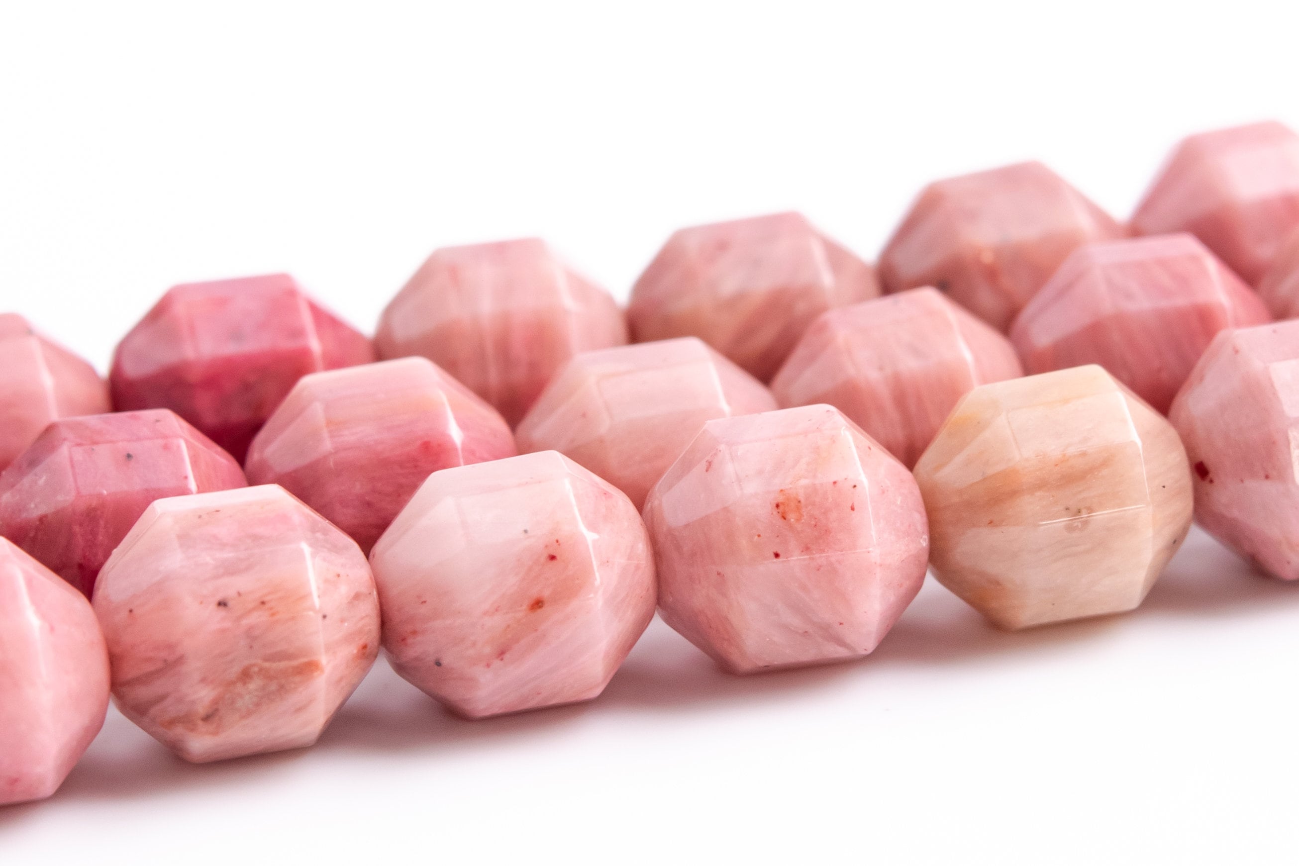 8x7mm Haitian Flower Rhodonite Beads Faceted Bicone Barrel Drum Grade Aa Genuine Natural Loose Beads 15" / 7.5" Bulk Lot Options (117583)
