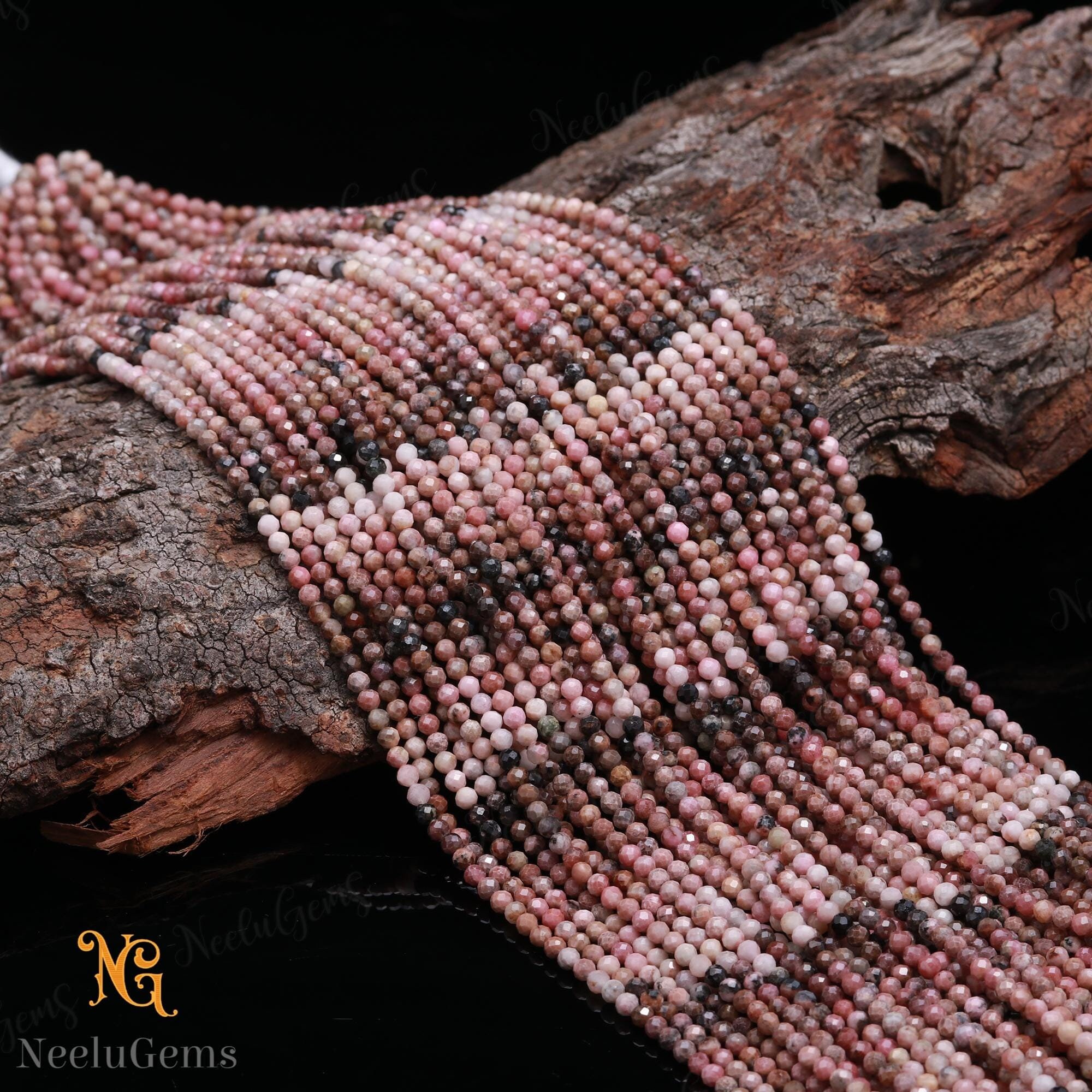 Aaa+ Natural Rhodonite Microcut Faceted Beads,3-3.2 Mm Pink Rhodonite Tiny Rondelle Beads,13"gemstone Beads For Handmade Jewelry
