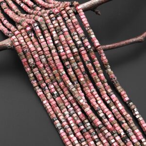 Aaa Faceted Natural Pink Rhodonite Beads 6mm Hexagon Heishi Rondelle 15.5" Strand Aaa Faceted Natural Pink Rhodonite Beads 6mm Hexagon Heishi Rondelle 15.5" Strand