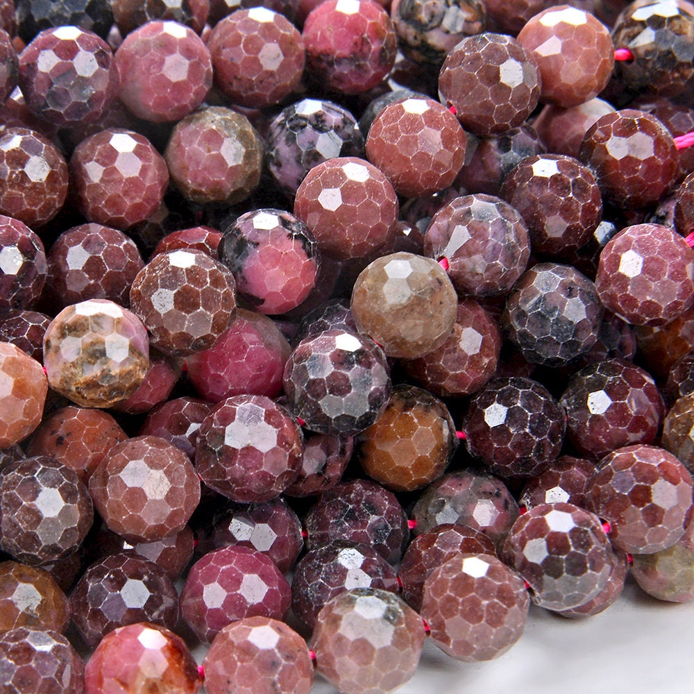 Dark Red Rhodonite Gemstone Grade Aaa Micro Faceted Round 6mm 8mm Loose Beads (d113)