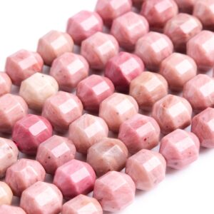 Genuine Natural Haitian Flower Rhodonite Faceted Bicone Barrel Drum Shape 8x7mm Genuine Natural Haitian Flower Rhodonite Faceted Bicone Barrel Drum Shape 8x7mm