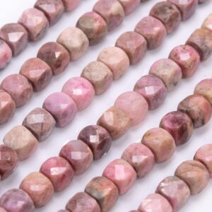 Genuine Natural Rhodonite Loose Beads Faceted Cube Shape 4mm Genuine Natural Rhodonite Loose Beads Faceted Cube Shape 4mm