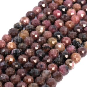 Genuine Natural Pink Brown Rhodonite Loose Beads Grade A Faceted Round Shape 6mm Genuine Natural Pink Brown Rhodonite Loose Beads Grade A Faceted Round Shape 6mm
