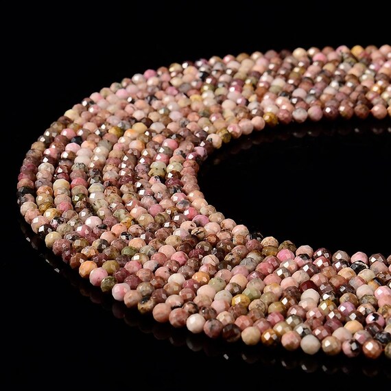 Natural Rhodonite Gemstone 4mm Micro Faceted Round Beads 15 Inch Full Strand Bulk Lot 1,2,6,12 And 50 (80019668-p111)