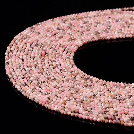 Natural Rhodonite Gemstone Micro Faceted Round 2mm 4mm Loose Beads 15 Inch Full Strand Bulk Lot 1,2,6,12 And 50 (p111)
