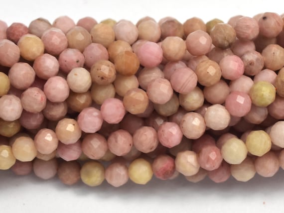 Rhodonite, Pink Rhodonite, 3mm (3.5mm) Micro Faceted Round, 15 Inch, Approx. 110 Beads, Hole 0.5mm (386025002)
