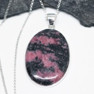Evening Rose - Rhodonite Sterling Silver Necklace